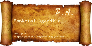 Pankotai Agenór névjegykártya